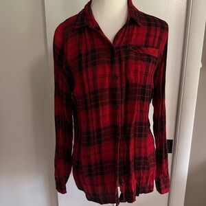 Lucky Brand Red and Black Plaid Shirt